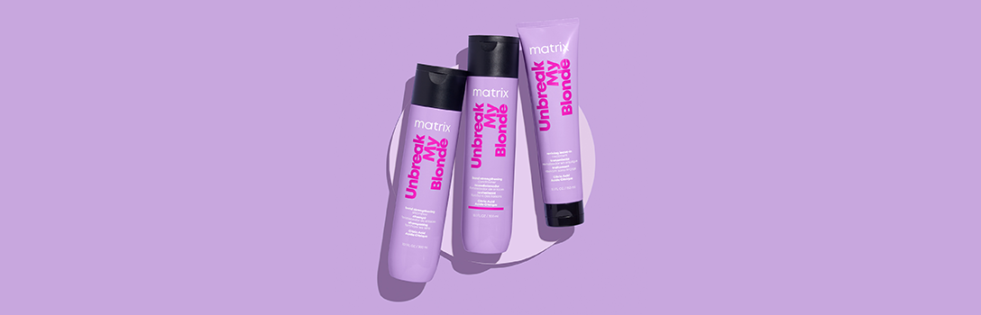 Nuevo sistema multi-pasos Unbreak My Blonde: un innovador proceso para un cabello rubio y saludable antes, durante y después de cada cita.